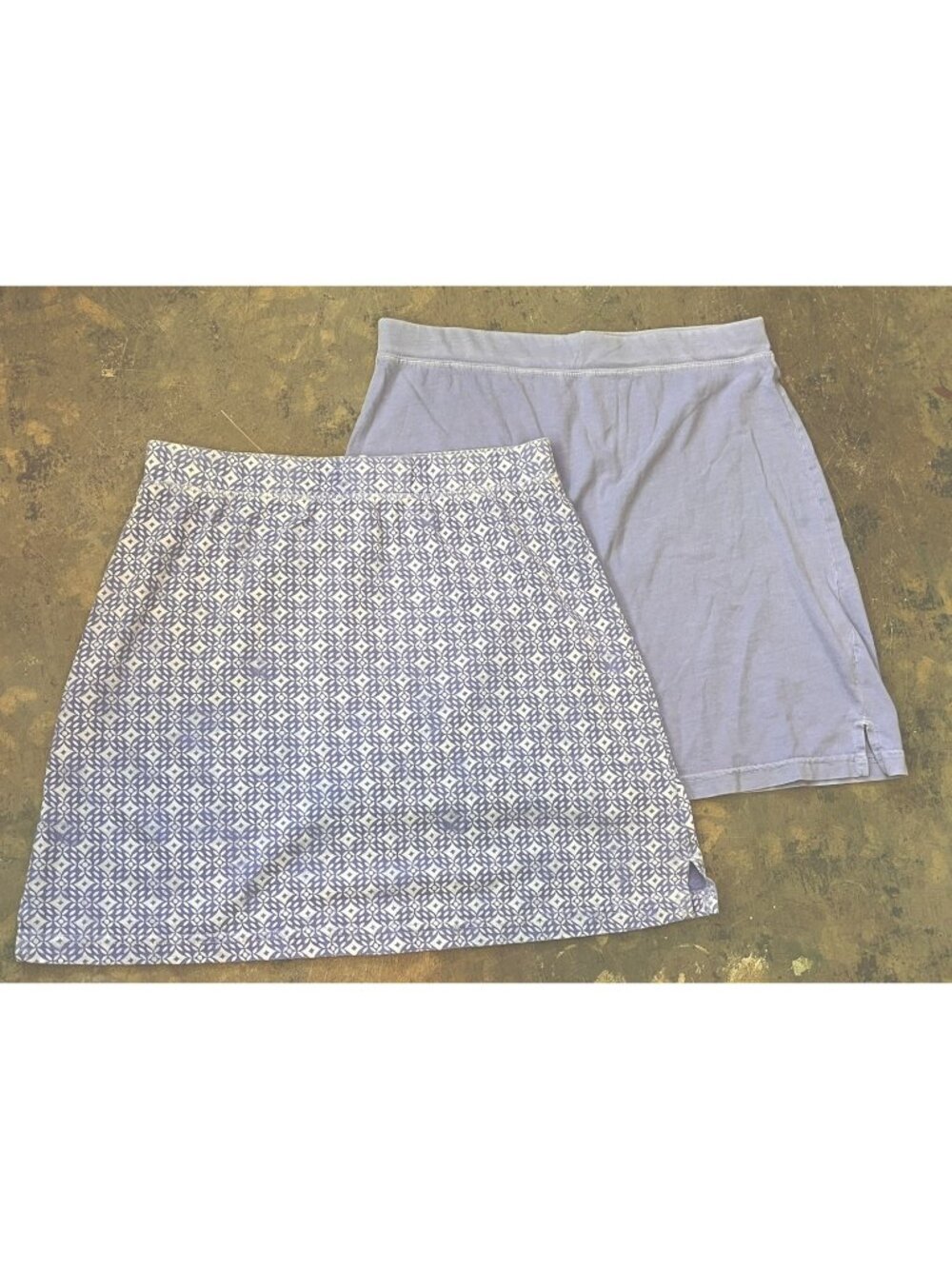 Fresh Produce Skirt Lot periwinkle blue purple & white print A-line knit size M